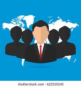 Businessman and worker with teamwork and leadership. Vector illustration business leadership concept.