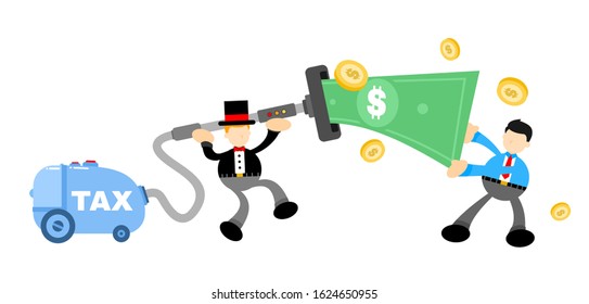 businessman worker and vacuum cleaner clean catch money cartoon doodle flat design style vector illustration