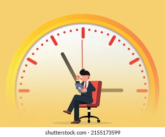 Businessman working against time. describe time is money, compete, business concept