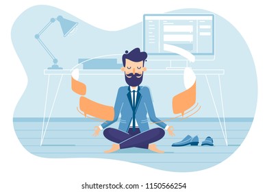 Businessman in working balance of zen