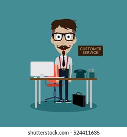 businessman working behind office desk vector art