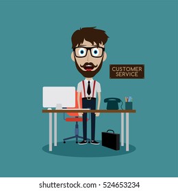 businessman working behind office desk vector art