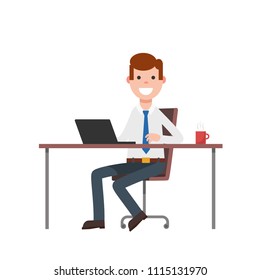 Businessman working . Business concept cartoon vector.
