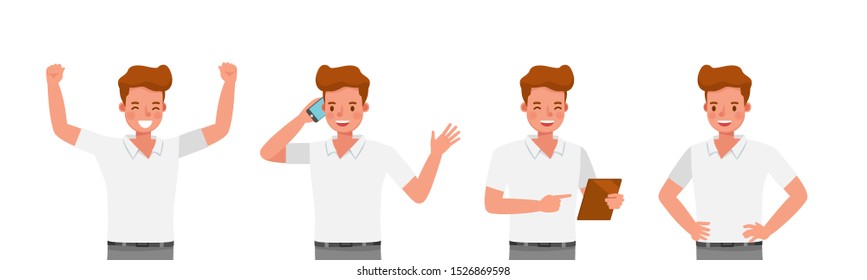 Businessman working character design set. Vector design.
