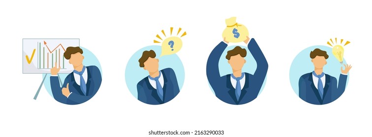 Businessman working character design set