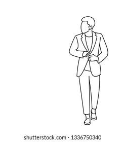 Businessman working character design, vector flat line art design.