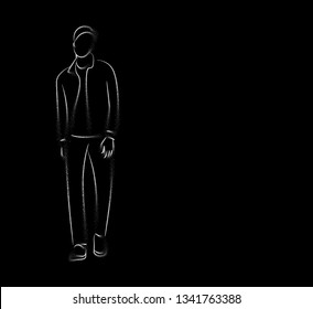 Businessman working character design, vector Particle art design.