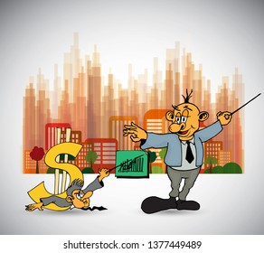 Businessman working character design, vector