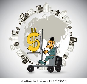 Businessman working character design, vector