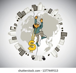 Businessman working character design, vector