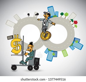 Businessman working character design, vector