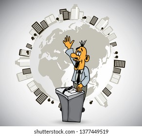Businessman working character design, vector