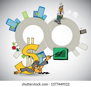 Businessman working character design, vector