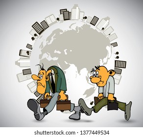 Businessman working character design, vector