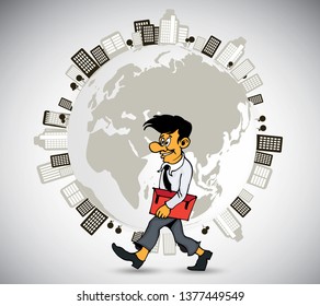 Businessman working character design, vector