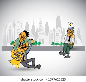 Businessman working character design, vector
