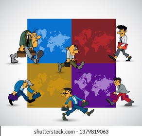 Businessman working character design, vector