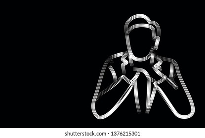 Businessman working character with sapce of text vector flat line art design.