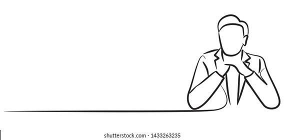 Businessman working character with sapce of text vector flat line art design.