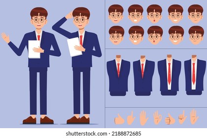 Businessman working character set design. Vector design.