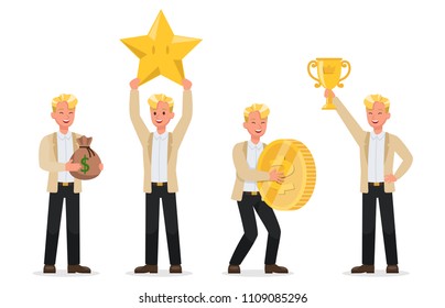 Businessman working character vector design