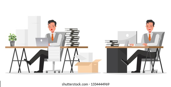 Diseño vectorial de carácter de trabajo de hombre de negocios