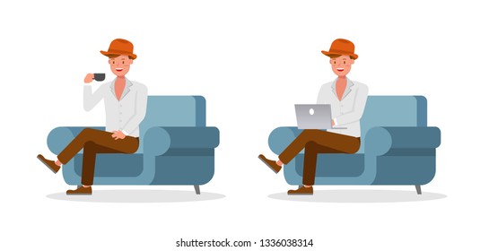 Businessman working character vector design 