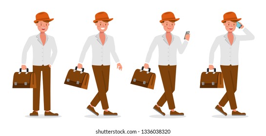 Businessman working character vector design 