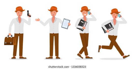 Businessman working character vector design 