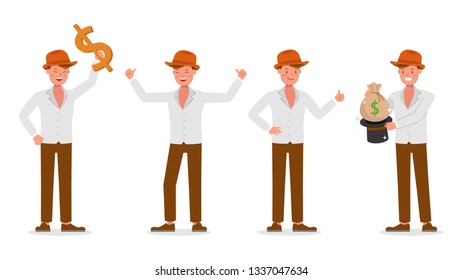 Businessman working character vector design