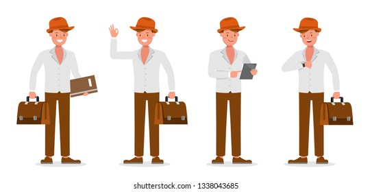 Businessman working character vector design 
