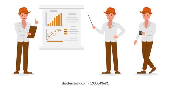 Businessman working character vector design 