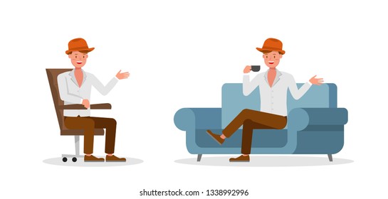 Businessman working character vector design