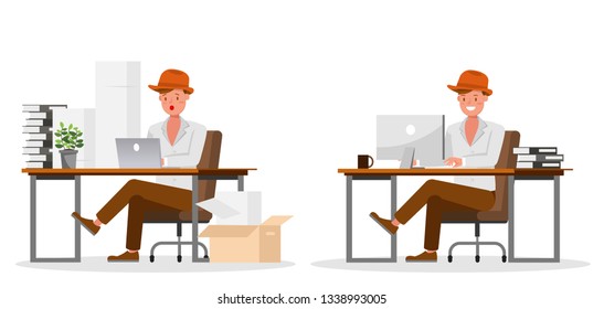 Businessman working character vector design