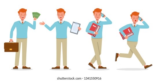 Businessman working character vector design