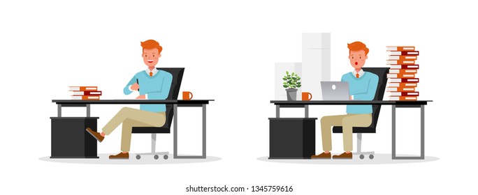 Businessman working character vector design 