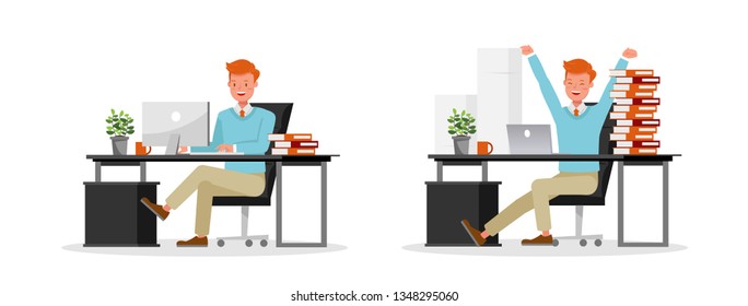 Businessman working character vector design