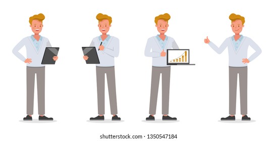 Businessman working character vector design