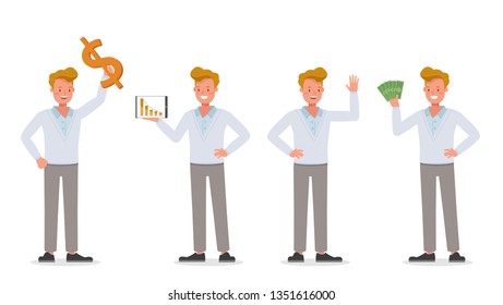 Businessman working character vector design