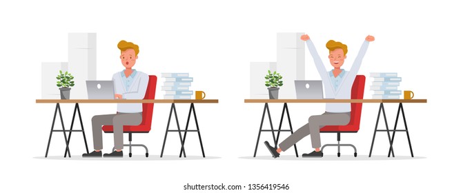 Businessman working character vector design