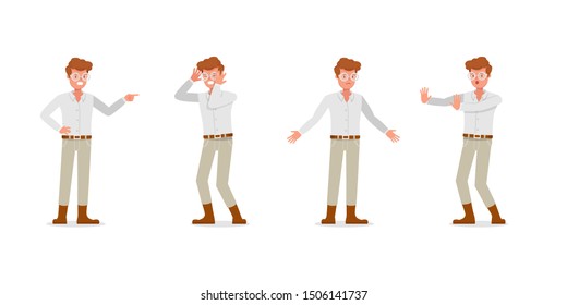Businessman working character vector design.