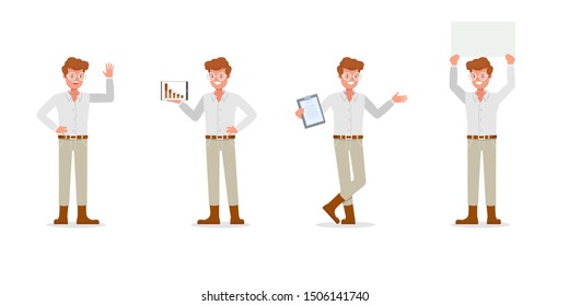 Businessman working character vector design.