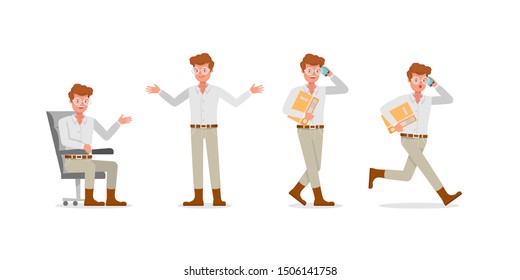 Businessman working character vector design.