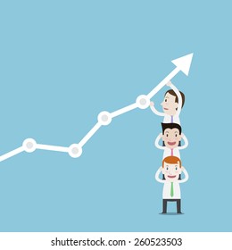 Businessman working chart go up - Vector