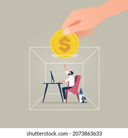 Businessman working in comfort zone, Salary man, comfort zone concept