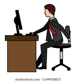 businessman working in the computer avatar character