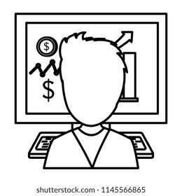 businessman working in computer character
