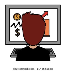 businessman working in computer character