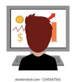 businessman working in computer character