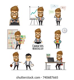 Businessman working day infographic elements